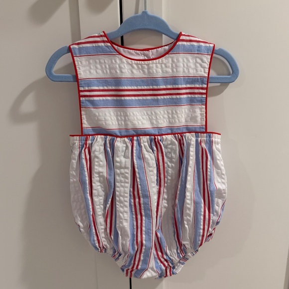 Little English Blue and Red Striped Bubble, 9M, Like New - Picture 2 of 4